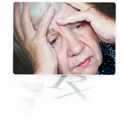 Worried woman over RX pills